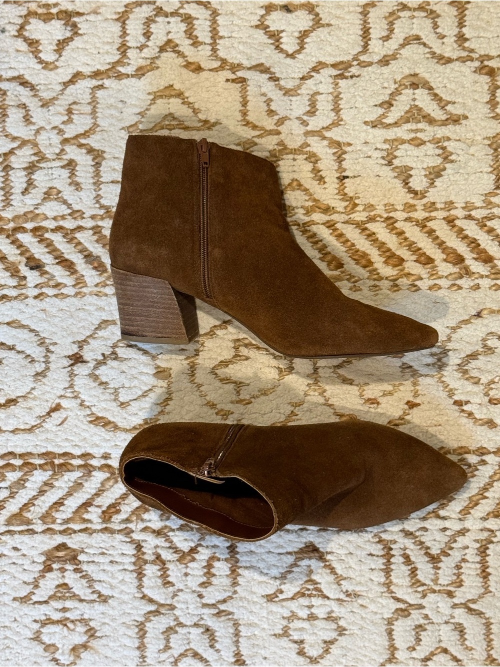 kenzie Brown Suede Pointed-Toe Ankle Boots